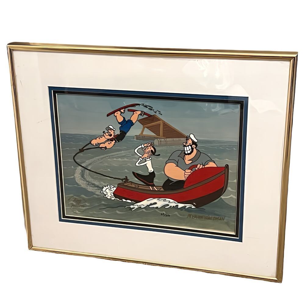Myron Waldman Signed Popeye Jumps for Olive Limited Ed. Animation Cel 63/250